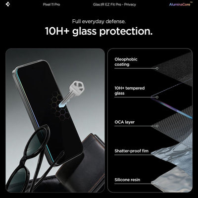 Spigen Glas.tR EZ Fit Pro HD Privacy 2-Pack Tempered Glass Screen Protector for Google Pixel Pro 9 / 9 Pro / 10 / 10 Pro / 11