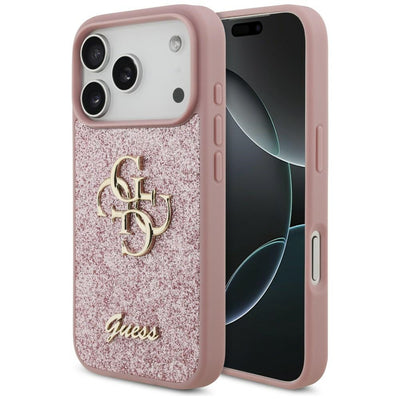 Guess Fixed Glitter Big 4G Case for iPhone 17 Pro / 18 Pro - Pink