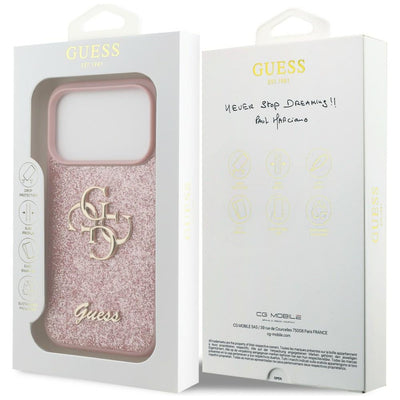 Guess Fixed Glitter Big 4G Case for iPhone 17 Pro / 18 Pro - Pink