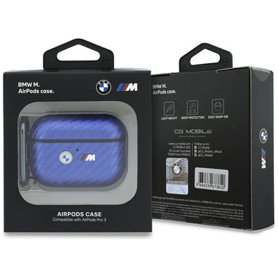 BMW M Carbon Metal Logo Case for AirPods Pro 3 - Light Blue