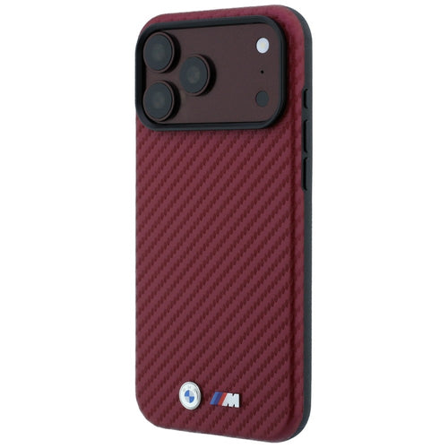 BMW M Carbon Metal Logo MagSafe Case for iPhone 17 Pro / 18 Pro - Burgundy