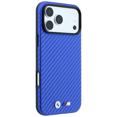 BMW M Carbon Metal Logo MagSafe Case for iPhone 17 Pro / 18 Pro - Blue