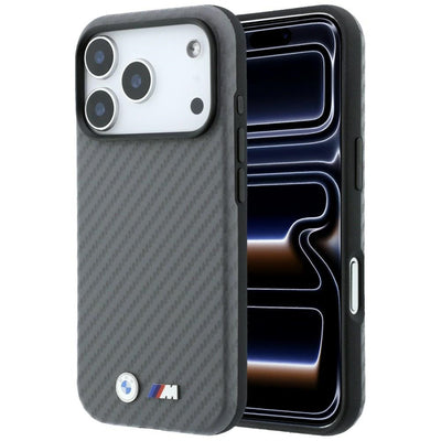 BMW M Carbon Metal Logo MagSafe Case for iPhone 17 Pro / 18 Pro - Gray