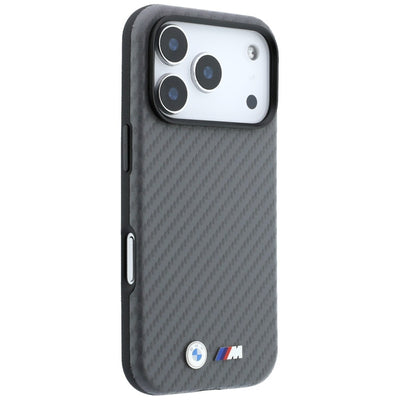 BMW M Carbon Metal Logo MagSafe Case for iPhone 17 Pro / 18 Pro - Gray