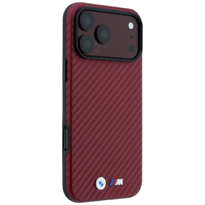 BMW M Carbon Metal Logo MagSafe Case for iPhone 17 Pro Max / 18 Pro Max - Burgundy