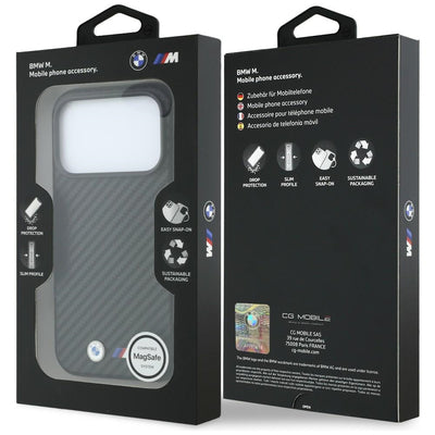 BMW M Carbon Metal Logo MagSafe Case for iPhone 17 Pro Max / 18 Pro Max - Black