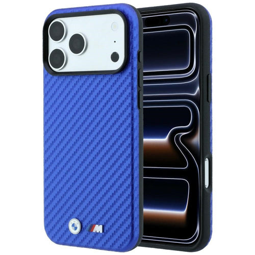 BMW M Carbon Metal Logo MagSafe Case for iPhone 17 Pro Max / 18 Pro Max - Blue