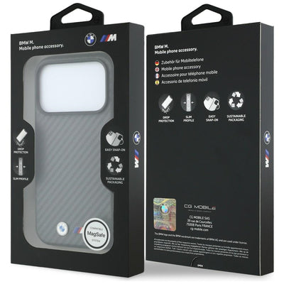 BMW M Carbon Metal Logo MagSafe Case for iPhone 17 Pro Max / 18 Pro Max - Gray