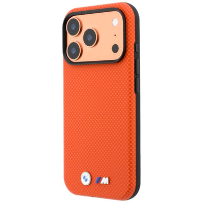 BMW M Quadrille Kevlar Metal Logo MagSafe Case for iPhone 17 Pro Max / 18 Pro Max - Orange