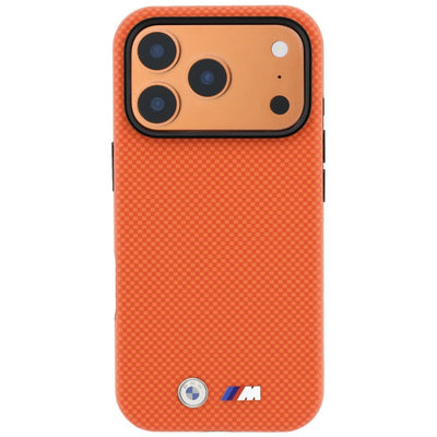 BMW M Quadrille Kevlar Metal Logo MagSafe Case for iPhone 17 Pro Max / 18 Pro Max - Orange