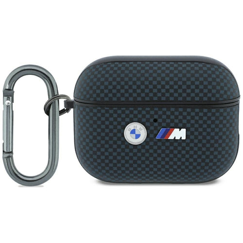 BMW M Quilted Kevlar Metal Logo Case for AirPods Pro 3 - Navy Blue