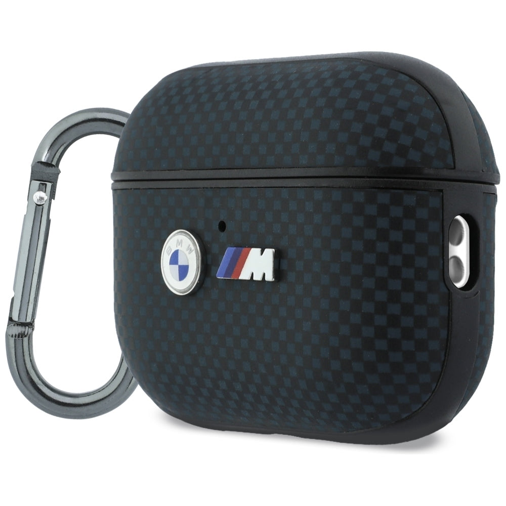 BMW M Quilted Kevlar Metal Logo Case for AirPods Pro 3 - Navy Blue