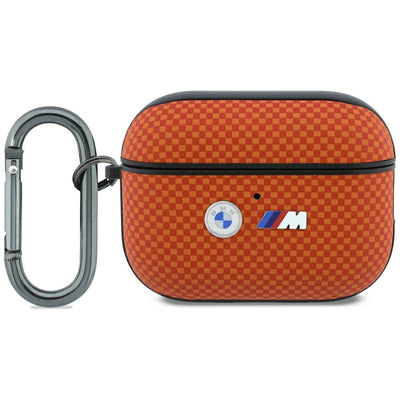 BMW M Quilted Kevlar Metal Logo Case for AirPods Pro 3 - Orange