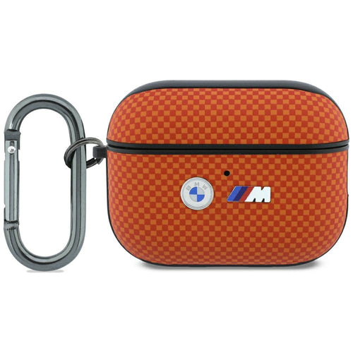 BMW M Quilted Kevlar Metal Logo Case for AirPods Pro 3 - Orange