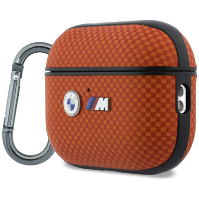 BMW M Quilted Kevlar Metal Logo Case for AirPods Pro 3 - Orange