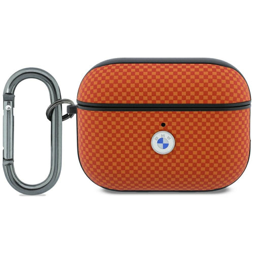 BMW Textured Sign Kevlar Metal Logo Case for AirPods Pro 3 - Orange