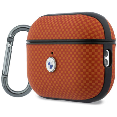 BMW Textured Sign Kevlar Metal Logo Case for AirPods Pro 3 - Orange