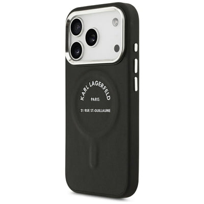 Karl Lagerfeld Embossed Open Ring RSG Logo MagSafe Case for iPhone 17 Pro / 18 Pro - Black