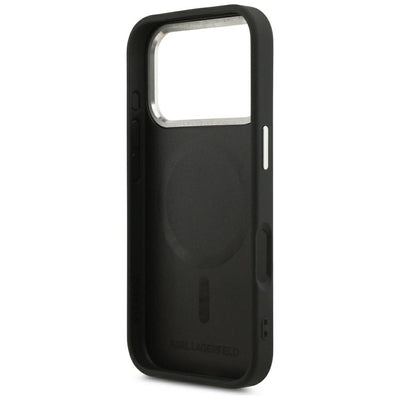 Karl Lagerfeld Embossed Open Ring RSG Logo MagSafe Case for iPhone 17 Pro / 18 Pro - Black