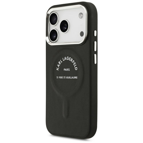 Karl Lagerfeld Embossed Open Ring RSG Logo MagSafe Case for iPhone 17 Pro Max / 18 Pro Max - Black