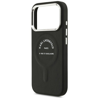 Karl Lagerfeld Embossed Open Ring RSG Logo MagSafe Case for iPhone 17 Pro Max / 18 Pro Max - Black