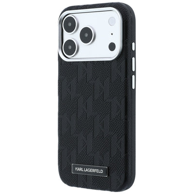Karl Lagerfeld Grained Mono Resin Logo MagSafe Case for iPhone 17 Pro / 18 Pro - Black