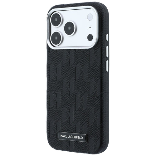 Karl Lagerfeld Grained Mono Resin Logo MagSafe Case for iPhone 17 Pro / 18 Pro - Black