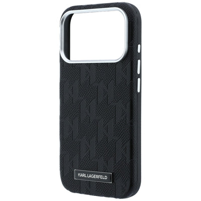 Karl Lagerfeld Grained Mono Resin Logo MagSafe Case for iPhone 17 Pro / 18 Pro - Black