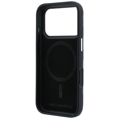 Karl Lagerfeld Grained Mono Resin Logo MagSafe Case for iPhone 17 Pro / 18 Pro - Black