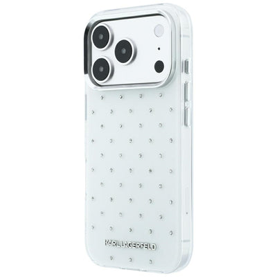 Karl Lagerfeld IML Rhinestones Allover and Electroplated Logo Case for iPhone 17 Pro / 18 Pro - White