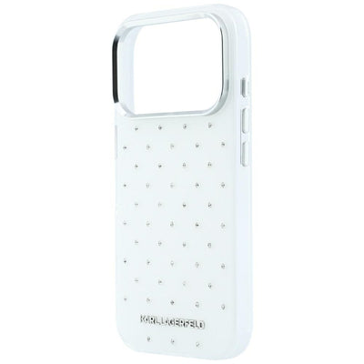 Karl Lagerfeld IML Rhinestones Allover and Electroplated Logo Case for iPhone 17 Pro / 18 Pro - White