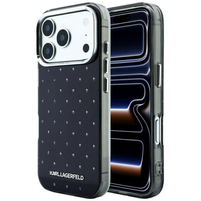 Karl Lagerfeld IML Rhinestones Allover and Electroplated Logo Case for iPhone 17 Pro / 18 Pro - Black
