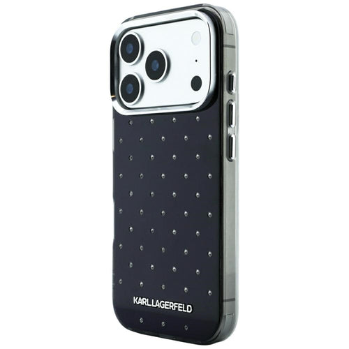 Karl Lagerfeld IML Rhinestones Allover and Electroplated Logo Case for iPhone 17 Pro / 18 Pro - Black