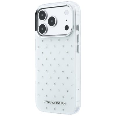 Karl Lagerfeld IML Rhinestones Allover and Electroplated Logo Case for iPhone 17 Pro Max / 18 Pro Max - White