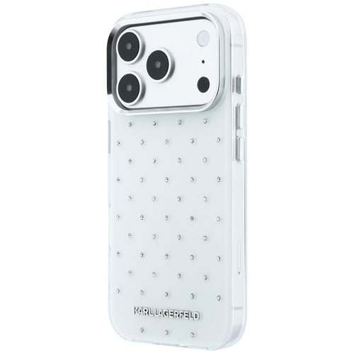 Karl Lagerfeld IML Rhinestones Allover and Electroplated Logo Case for iPhone 17 Pro Max / 18 Pro Max - White