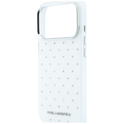 Karl Lagerfeld IML Rhinestones Allover and Electroplated Logo Case for iPhone 17 Pro Max / 18 Pro Max - White