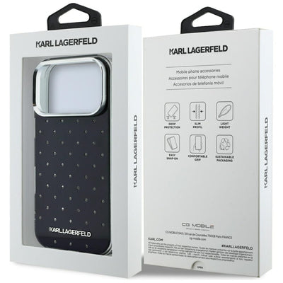 Karl Lagerfeld IML Rhinestones Allover and Electroplated Logo Case for iPhone 17 Pro Max / 18 Pro Max - Black