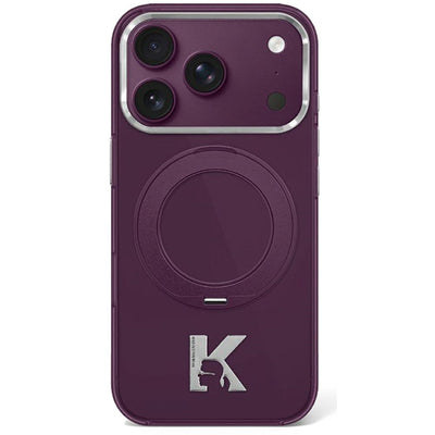 Karl Lagerfeld IML Ring Stand 360 Kameo Metal MagSafe case for iPhone 17 Pro Max / 18 Pro Max - burgundy