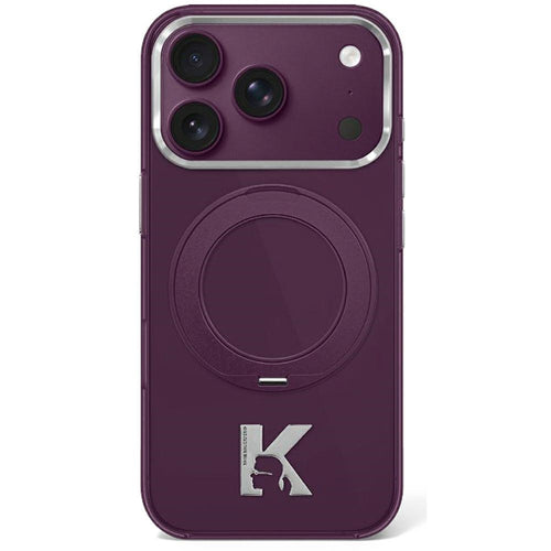 Karl Lagerfeld IML Ring Stand 360 Kameo Metal MagSafe case for iPhone 17 Pro Max / 18 Pro Max - burgundy