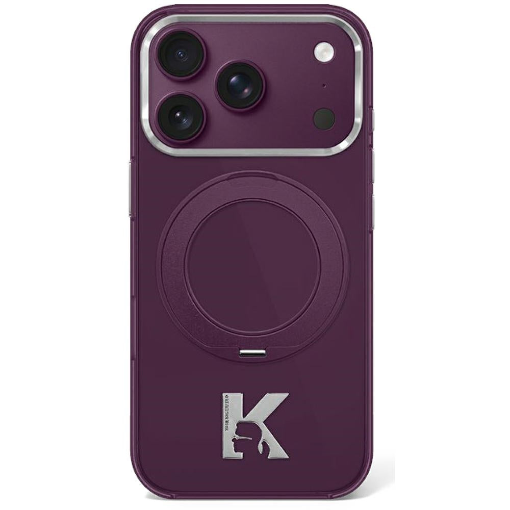 Karl Lagerfeld IML Ring Stand 360 Kameo Metal MagSafe case for iPhone 17 Pro Max / 18 Pro Max - burgundy