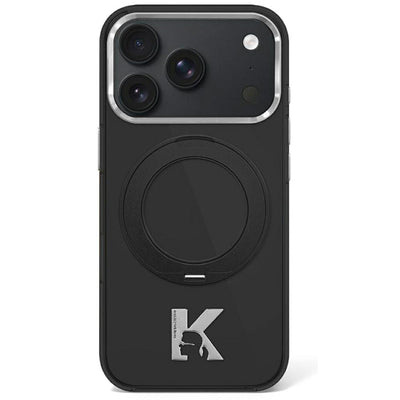 Karl Lagerfeld IML Ring Stand 360 Kameo Metal MagSafe Case for iPhone 17 Pro Max / 18 Pro Max - Black