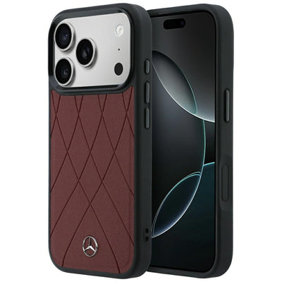 Mercedes Leather Crossed Lines MagSafe case for iPhone 17 Pro / 18 Pro - burgundy