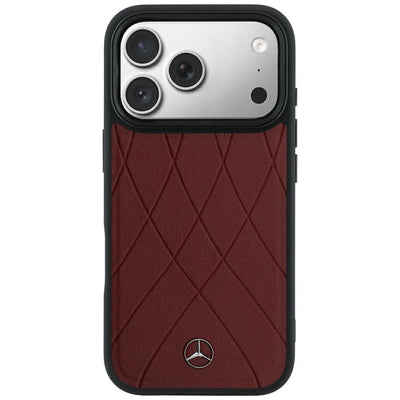 Mercedes Leather Crossed Lines MagSafe case for iPhone 17 Pro / 18 Pro - burgundy