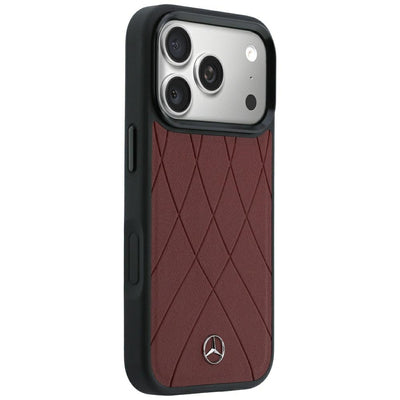 Mercedes Leather Crossed Lines MagSafe case for iPhone 17 Pro / 18 Pro - burgundy