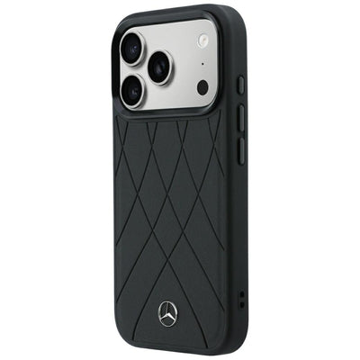 Mercedes Leather Crossed Lines MagSafe Case for iPhone 17 Pro / 18 Pro - Black