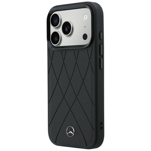 Mercedes Leather Crossed Lines MagSafe Case for iPhone 17 Pro / 18 Pro - Black