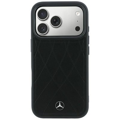 Mercedes Leather Crossed Lines MagSafe Case for iPhone 17 Pro / 18 Pro - Black