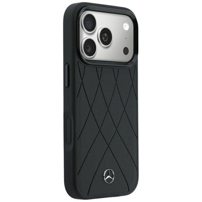 Mercedes Leather Crossed Lines MagSafe Case for iPhone 17 Pro / 18 Pro - Black