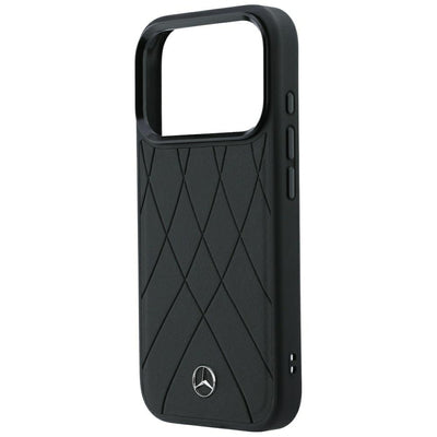 Mercedes Leather Crossed Lines MagSafe Case for iPhone 17 Pro / 18 Pro - Black