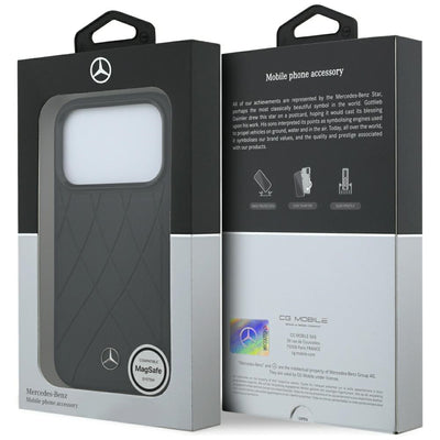 Mercedes Leather Crossed Lines MagSafe Case for iPhone 17 Pro / 18 Pro - Black